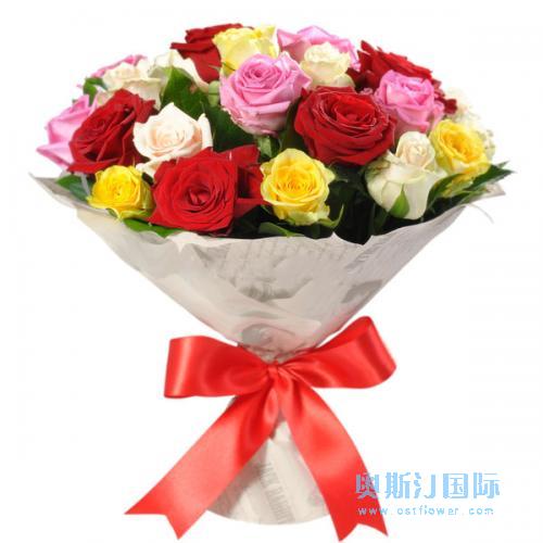 奥斯汀国际送花韩国订花16各色玫瑰送花首尔
