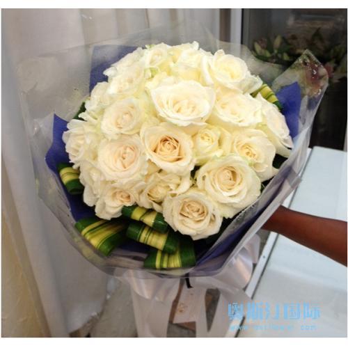 奥斯汀国际鲜花速递泰国送花18白玫瑰曼谷订花清迈鲜花订送玫瑰