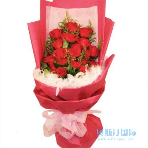 奥斯汀国际送花16红玫瑰马来西亚订花吉隆坡送花玫瑰