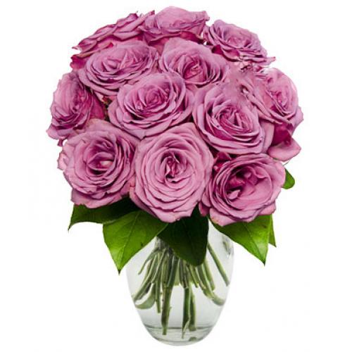 奥斯汀国际鲜花速递紫玫瑰新加坡订花送花瓶...