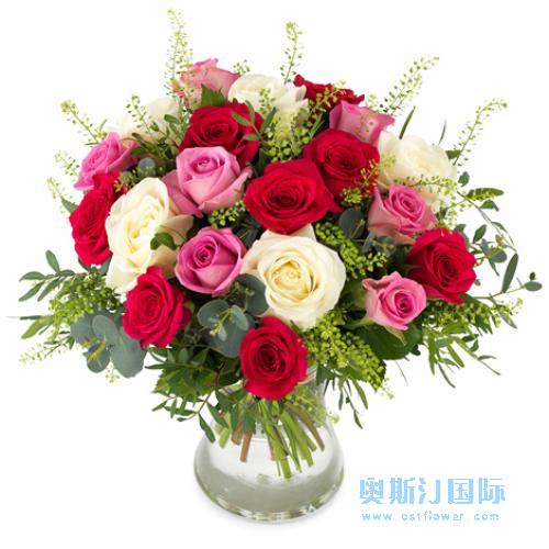 奥斯汀国际鲜花速递21各色玫瑰欧洲送花德国柏林鲜花玫瑰