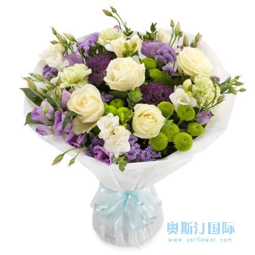 奥斯汀国际送花4玫瑰3康乃馨法国巴黎鲜花店欧洲订花国际送花