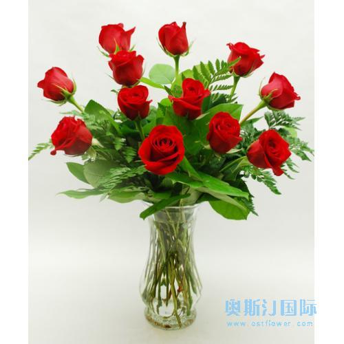 奥斯汀国际鲜花速递12枝玫瑰加拿大多伦多订花维多利亚送花温哥华