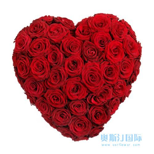 奥斯汀国际送花99心盘玫瑰法国鲜花店巴黎送花国际鲜花