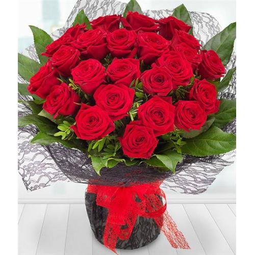 奥斯汀国际送花24枝红玫瑰英国订花利物浦...