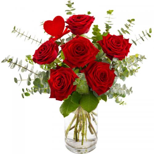 奥斯汀国际鲜花速递6红玫瑰瓶花德国送鲜花...