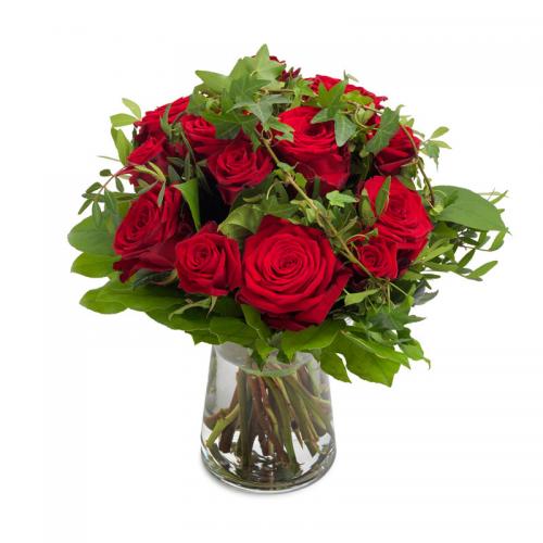奥斯汀国际送花12枝红玫瑰瓶花比利时鲜花速递布鲁塞尔鲜花店根特送花安特卫普订花比利时全境