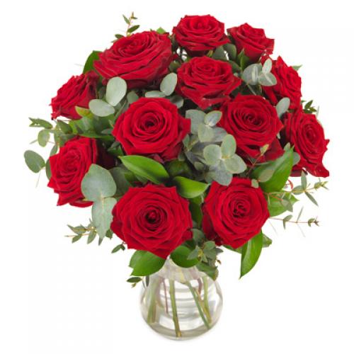 奥斯汀国际送花12枝红玫瑰瓶花波兰鲜花速...
