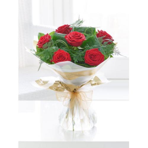 奥斯汀国际送花6枝红玫瑰英国送花伦敦鲜花...