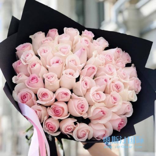 奥斯汀国际鲜花速递51枝粉色玫瑰花束日本订花马来西亚送花泰国鲜花店国际鲜花速递