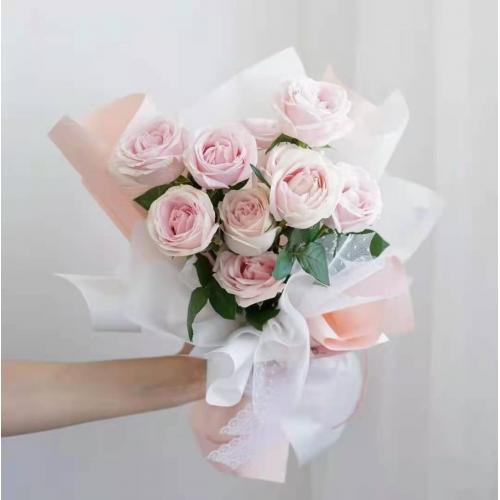 奥斯汀国际送花12枝粉色玫瑰花束法国送花...
